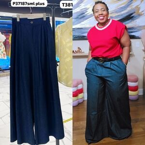 Gracua Wide-Leg Dark Blue Pants